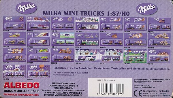 Milka Nussini Verpackung Rückseite