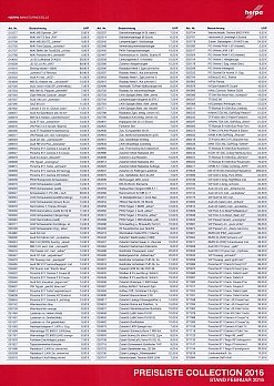 Preisliste Collection 2016 Vorderseite