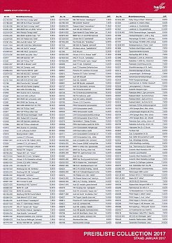 Preisliste Collection 2017 Vorderseite