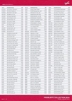 Preisliste Collection 2018 Vorderseite