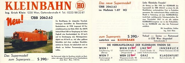 Neuheitenblatt ÖBB 2062.62