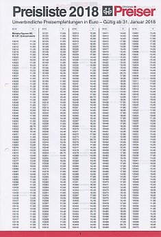 Preisliste 2018