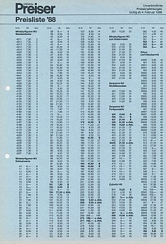 Preisliste 1988