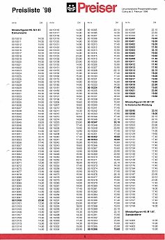 Preisliste 1998