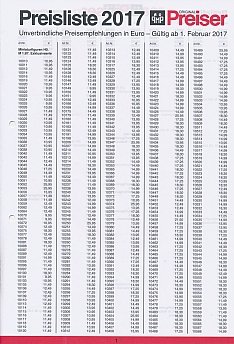 Preisliste 2017
