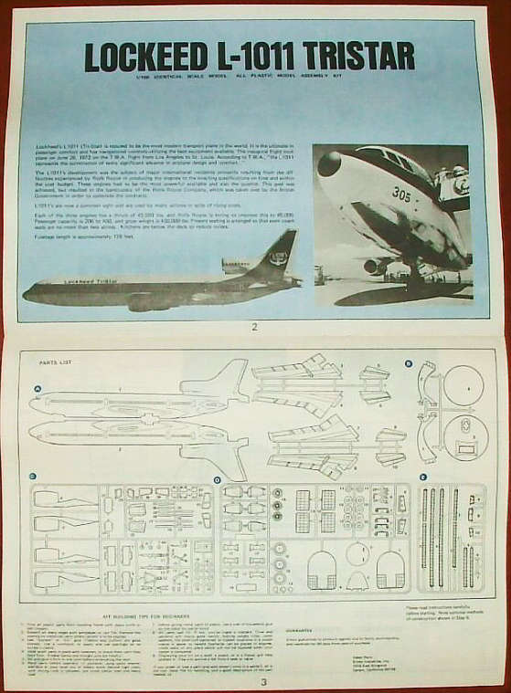Entex L-1011 Lockheed tri star Bauanleitung Seite 2 und 3