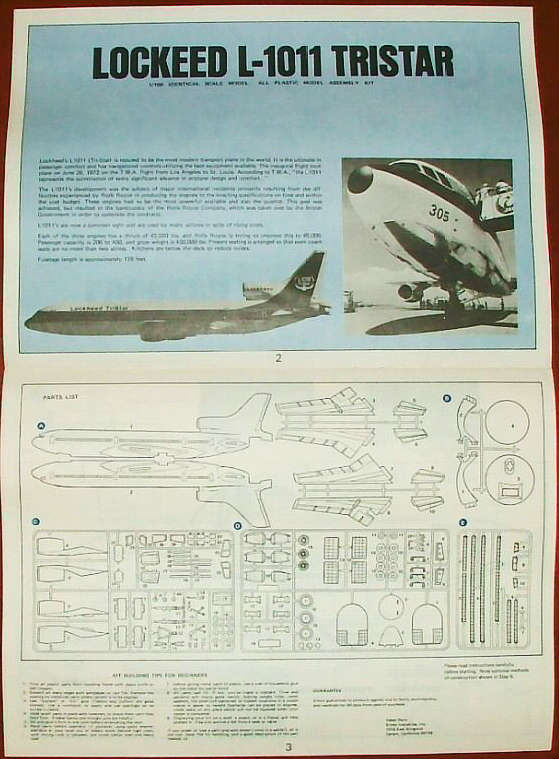 Entex L-1011 Lockheed tri star Bauanleitung Seite 2 und 3