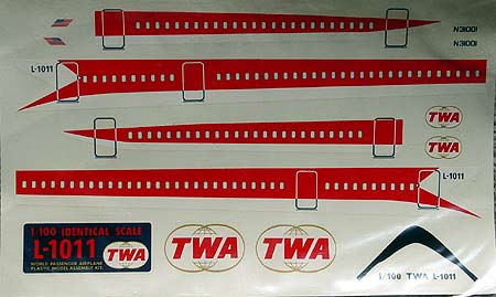 Entex L-1011 Lockheed tri star Decals