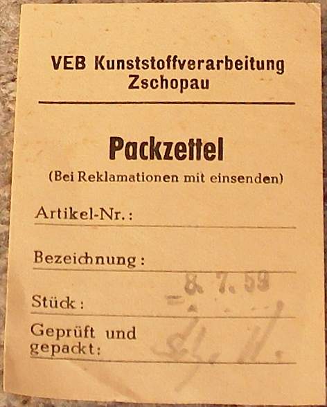 Aero45 Packzettel