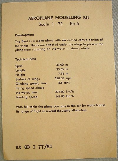 Be-6 Bauanleitung Zusatzblatt Englisch