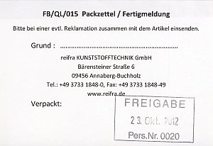 Ju G 24 Packzettel reifra