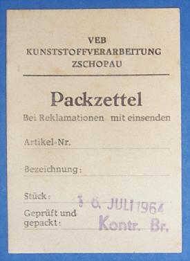 MIG-15 Packzettel