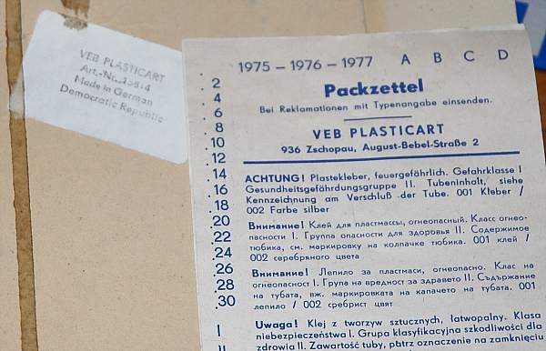 TU 154 Detail Packzettel