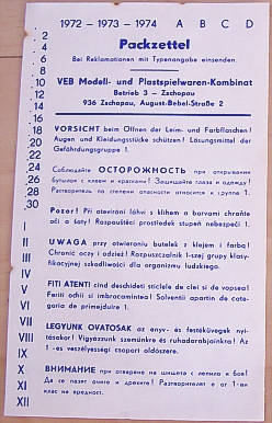 Caravelle Packzettel