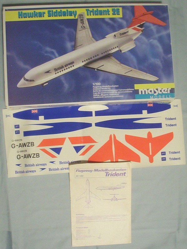 Hawker Siddeley Trident 2E Schachtel Decals und Bauanleitung