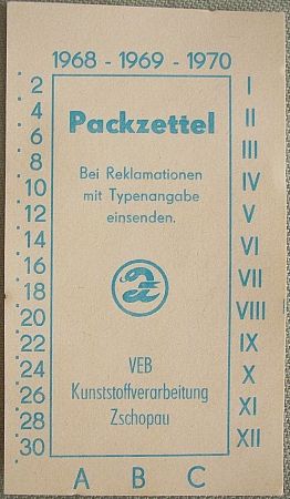 TU-104 Packzettel