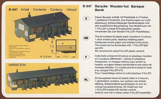 Faller B-947 Verpackung Rückseite