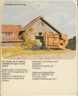 Preiser Art. Nr. 911 Verpackung A Rückseite