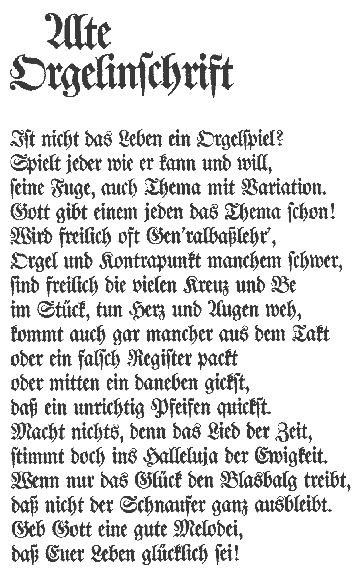 Alte Orgelinschrift