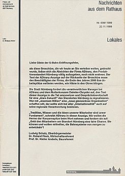 Nachrichten aus dem Rathaus, 22. 11. 1999